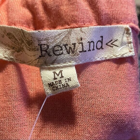 REWIND NWT Pink Tank Top w/ Cream Lace Front, Fixed Wooden buttons, Size M - Picture 4 of 8